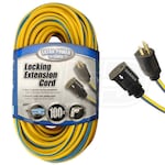 Coleman Cable 14 GA, 100 FT Locking Outdoor Extension Cord