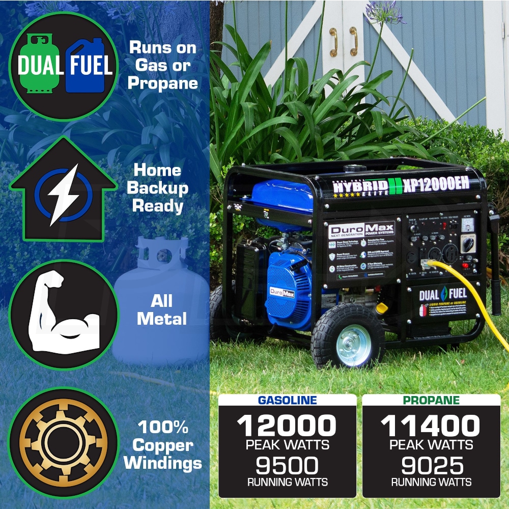 DuroMax XP12000EH 9500 Watt Electric Start Dual Fuel Portable