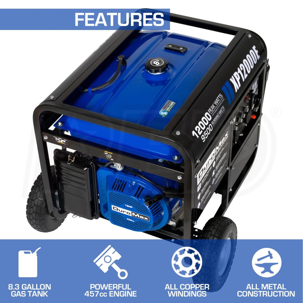 DuroMax XP12000E 9500 Watt Electric Start Portable Generator CARB
