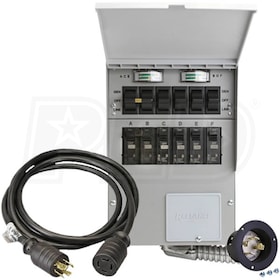 View Reliance Controls Pro/Tran 2 - 20-Amp (6-Circuit) Indoor Power Transfer Switch Kit w/ 25' Cord