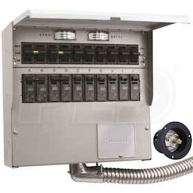 View Reliance Controls Pro/Tran 2 - 30-Amp (120/240V 10-Circuit) Indoor Transfer Switch w/ Wattmeters & Inlet