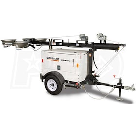 View Generac MLT3060M-STD - 6kW Towable Diesel Horizontal Mast Light Tower w/ Mitsubishi Engine & Manual Winch