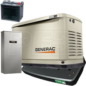 View Generac Guardian® 22kW Standby Generator System (200A Service Disconnect + AC Shedding) w/ Wi-Fi + QwikHurricane® Pad + Battery