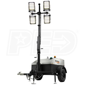 View Generac Mobile 6kW Narrow Body Towable Diesel Vertical Mast LED Light Tower w/ AVR, Manual Winch & Power Zone Controller